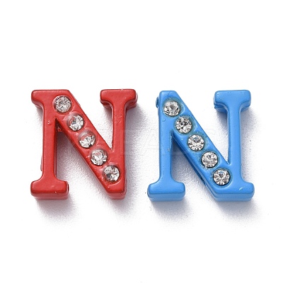Spray Painted Zinc Alloy Slide Charms ALRI-WH0005-13N-1