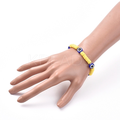 Evil Eye Stretch Bracelets LS-BJEW-JB05075-02-1