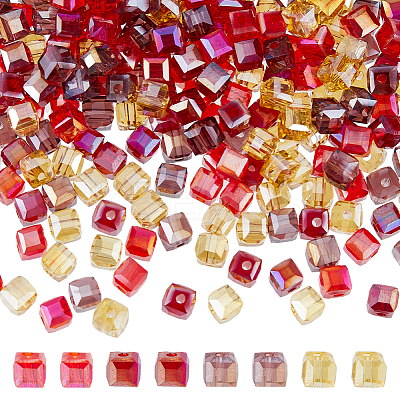4 Strand 4 Color Transparent Electroplate Glass Beads Strands EGLA-DC0001-07A-1