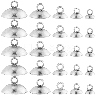100Pcs 5 Size 304 Stainless Steel Bead Cap Pendant Bails STAS-SC0005-90-1