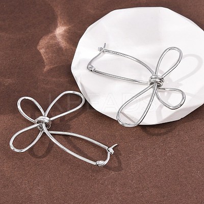 Hollow Flower 201 Stainless Steel Hoop Earrings LS-EJEW-P337-01P-1