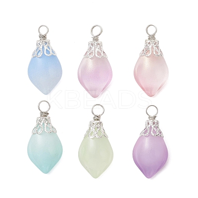 Imitation Jade Glass Pendants PALLOY-JF05025-01-1