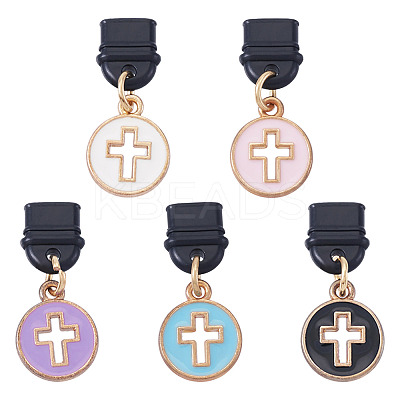 15Pcs 5 Colors Alloy Enamel Mobile Plugs HJEW-TA00373-1