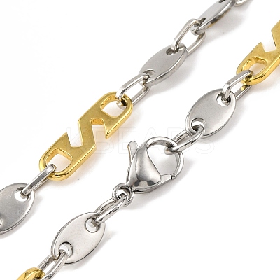 201 Stainless Steel Oval Links Chain Necklace NJEW-F22-39S-GP-1