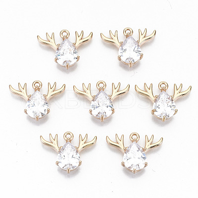 Brass Glass Rhinestone Pendants GLAA-S179-24A-RS-1