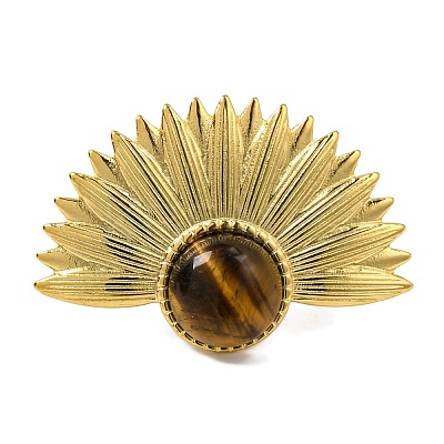 Round Natural Tiger Eye Finger Rings RJEW-Q822-47G-02-1