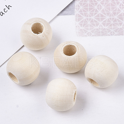 Unfinished Natural Wood European Beads WOOD-Q041-04D-1