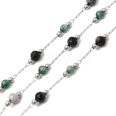 Handmade Natural Indian Agate & Synthetic Howlite & 316 Stainless Steel Round Link Chains CHS-L033-07P-02-1