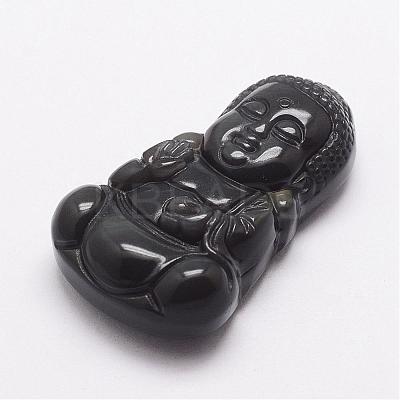 Natural Ice Rainbow Obsidian Carven Pendants G-A169-053-1