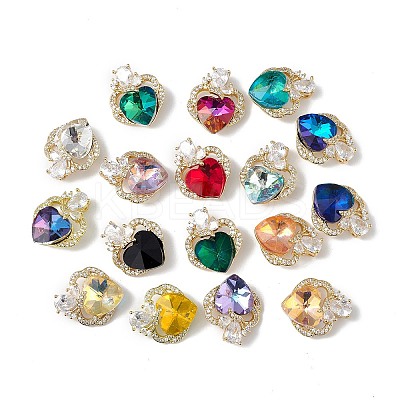 Real 18K Gold Plated Rack Plating Brass Micro Pave Clear Cubic Zirconia Pendants KK-C015-11G-1