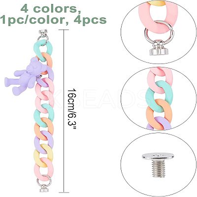 4Pcs 4 Style Acrylic Curb Chain for DIY Mobile Straps AJEW-CA0002-39-1