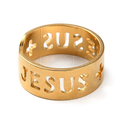 Golden 304 Stainless Steel Open Cuff Rings LS-RJEW-P091-01G-G-1