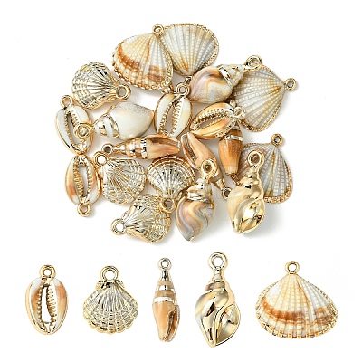 20Pcs 5 Styles Acrylic Imitation Shell Pendants OACR-YW0002-03-1