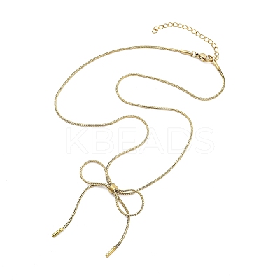 304 Stainless Steel Round Snake Chain Bowknot Pendant Necklaces for Women LS-NJEW-Z050-01G-01-1
