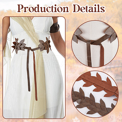 PU Leather Leaf Chain Belts for Women Ladies Dress AJEW-WH20060-15A-1