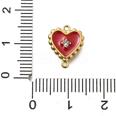 304 Stainless Steel Enamel Heart Connector Charms STAS-Q337-02G-1