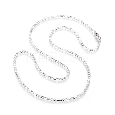 Non-Tarnish 304 Stainless Steel Figaro Chain Necklaces NJEW-E143-09P-1