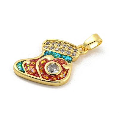 Christmas Brass Micro Pave Cubic Zirconia Pendants KK-H468-02D-03G-1