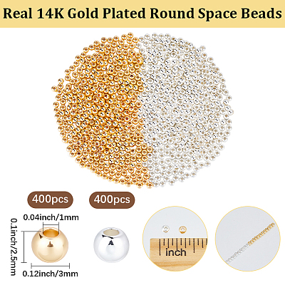 800Pcs 2 Colors Rack Plating Brass Beads KK-BBC0023-18-1