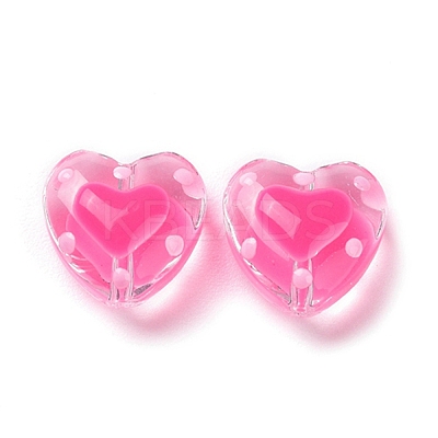 Glass Heart Beads GLAA-D005-01B-1