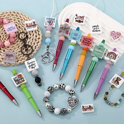 16Pcs 16 Styles Food Grade Eco-Friendly Silicone Focal Beads SIL-SZ0002-62-1