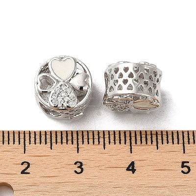 Brass Cubic Zirconia Enamel European Beads KK-K275-06P-1
