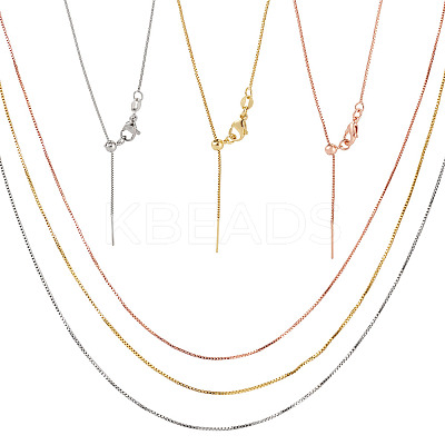 6Pcs 3 Colors Brass Box Chain Necklaces NJEW-TA0001-20-1