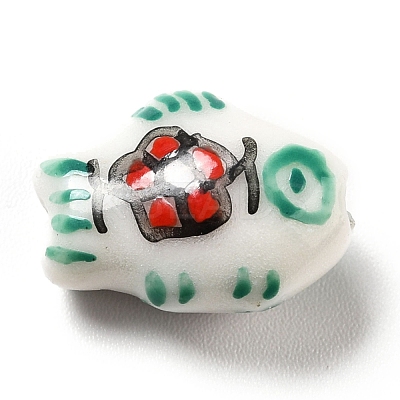 Handmade Printed Porcelain Beads PORC-F005-03-1