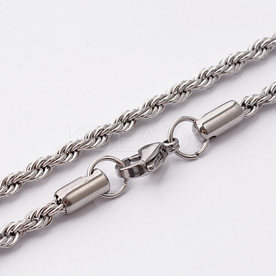Tarnish Resistant 304 Stainless Steel Rope Chain Necklaces STAS-O056-A-10-1