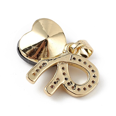 Real 18K Gold Plated Rack Plating Brass Micro Pave Clear Cubic Zirconia Pendants KK-C015-26G-06-1