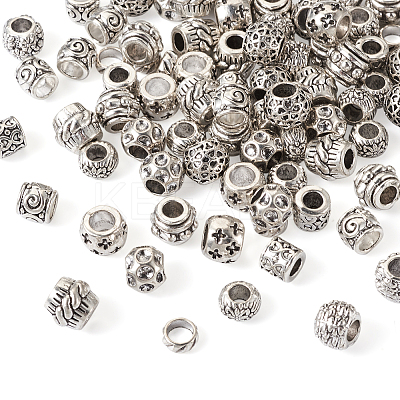 100Pcs 10 Style Tibetan Style Alloy European Beads TIBEB-MP0001-01-1