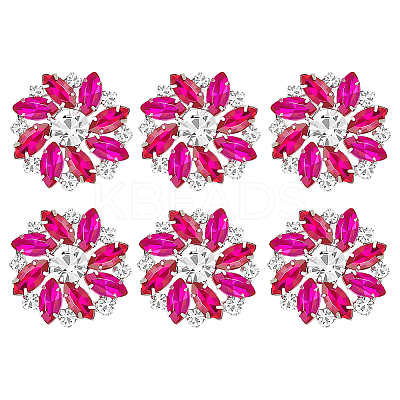 6Pcs Alloy Rhinestone Shank Buttons BUTT-FG0001-25A-1