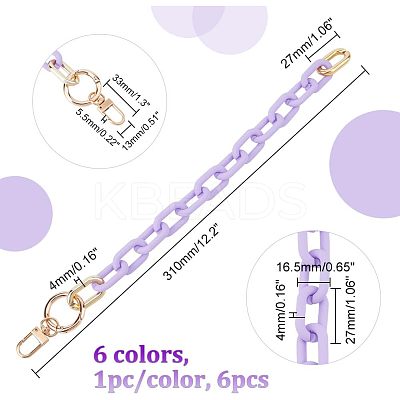 6Pcs 6 Colors Opaque Acrylic Cable Chain Wristlet Straps HJEW-CA0001-33-1