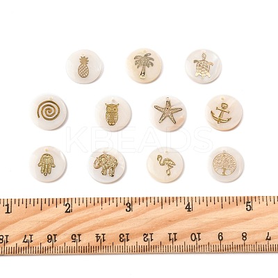 22Pcs 11 Styles Natural Freshwater Shell Pendants SHEL-FS0001-14-1