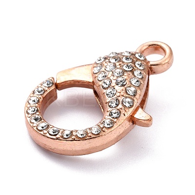 Alloy Rhinestone Lobster Claw Clasps PALLOY-L166-01-1