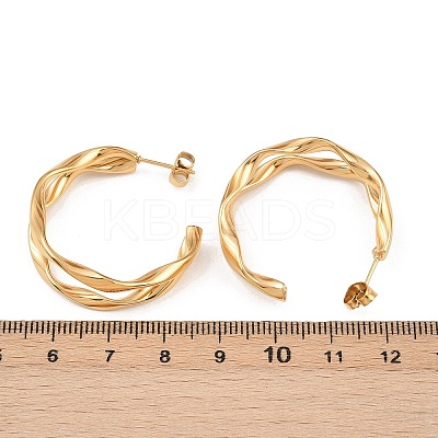 304 Stainless Steel Two-layer C-Shaped Stud Earrings EJEW-P324-11G-1