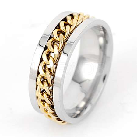304 Stainless Steel Rotatable Chain Finger Rings for Men FS-WG60CA3-18-1