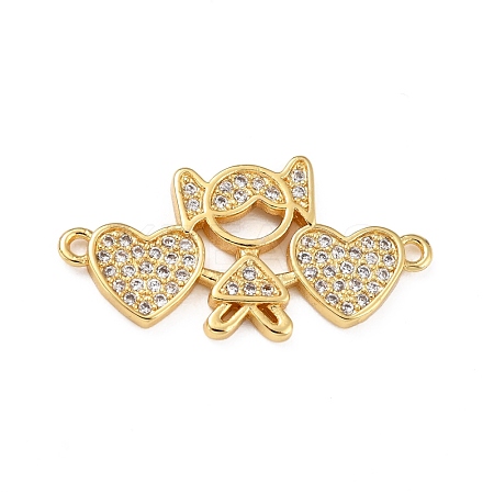Brass Micro Pave Clear Cubic Zirconia Links Connectors ZIRC-A021-66G-1