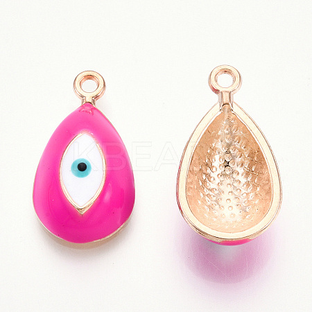 Rack Plating Light Gold Tone Alloy Enamel Pendants PALLOY-T077-230F-1