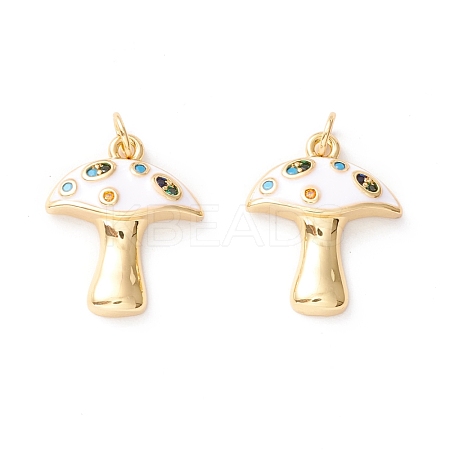 Autumn Theme Rack Plating Brass Micro Pave Colorful Cubic Zirconia Pendants KK-D073-06G-03-1