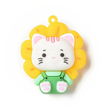 Opaque Resin Cat Big Pendants RESI-D065-E02-1