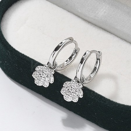 Brass Clear Cubic Zirconia Hoop Earrings EJEW-Q014-06P-1
