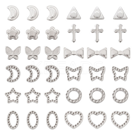 120Pcs 12 Styles 304 Stainless Steel Cabochons STAS-TA0002-71-1