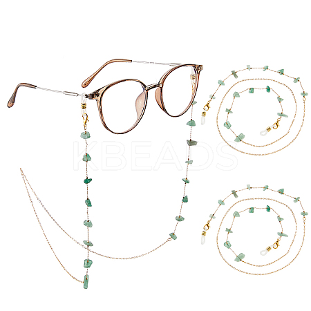 2Pcs Alloy & Natural Gemstone Chips Chains for Eyeglasses HJEW-FH00129-1
