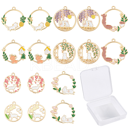 32Pcs 8 Style Alloy Enamel Pendants ENAM-SC0002-59-1