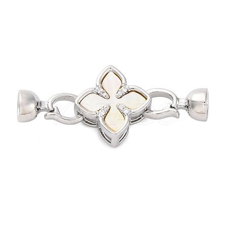 Brass Micro Pave Clear Cubic Zirconia Fold Over Clasps KK-P291-10P-1