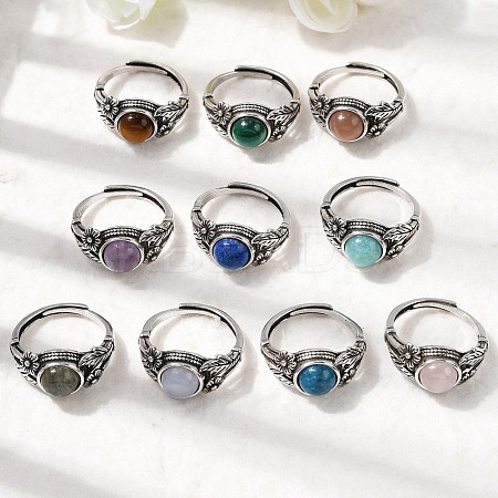 Natural Gemstone Finger Rings RJEW-A084-05AS-1