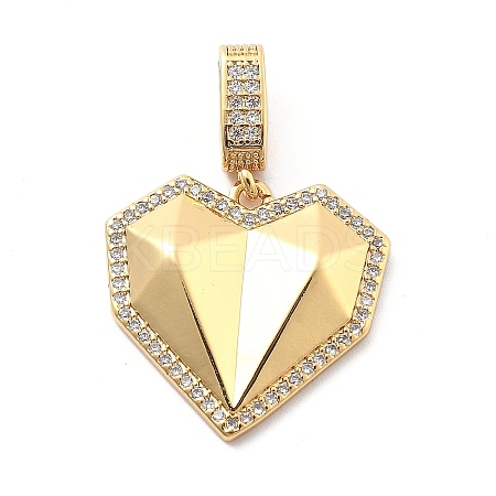 Rack Plating Brass with Cubic Zirconia Pendants KK-Q017-05B-G-1