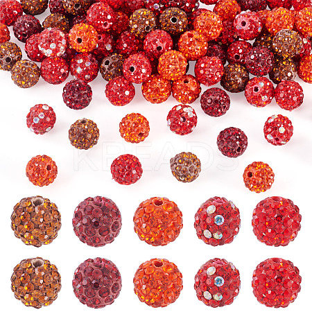 100Pcs 5 Colors Pave Disco Ball Beads RB-TA0001-25-1