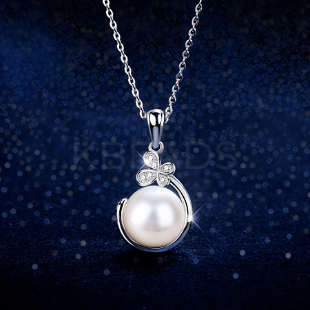 Plastic Imitation Pearl & Alloy Pendant Necklaces WG4C35F-03-1